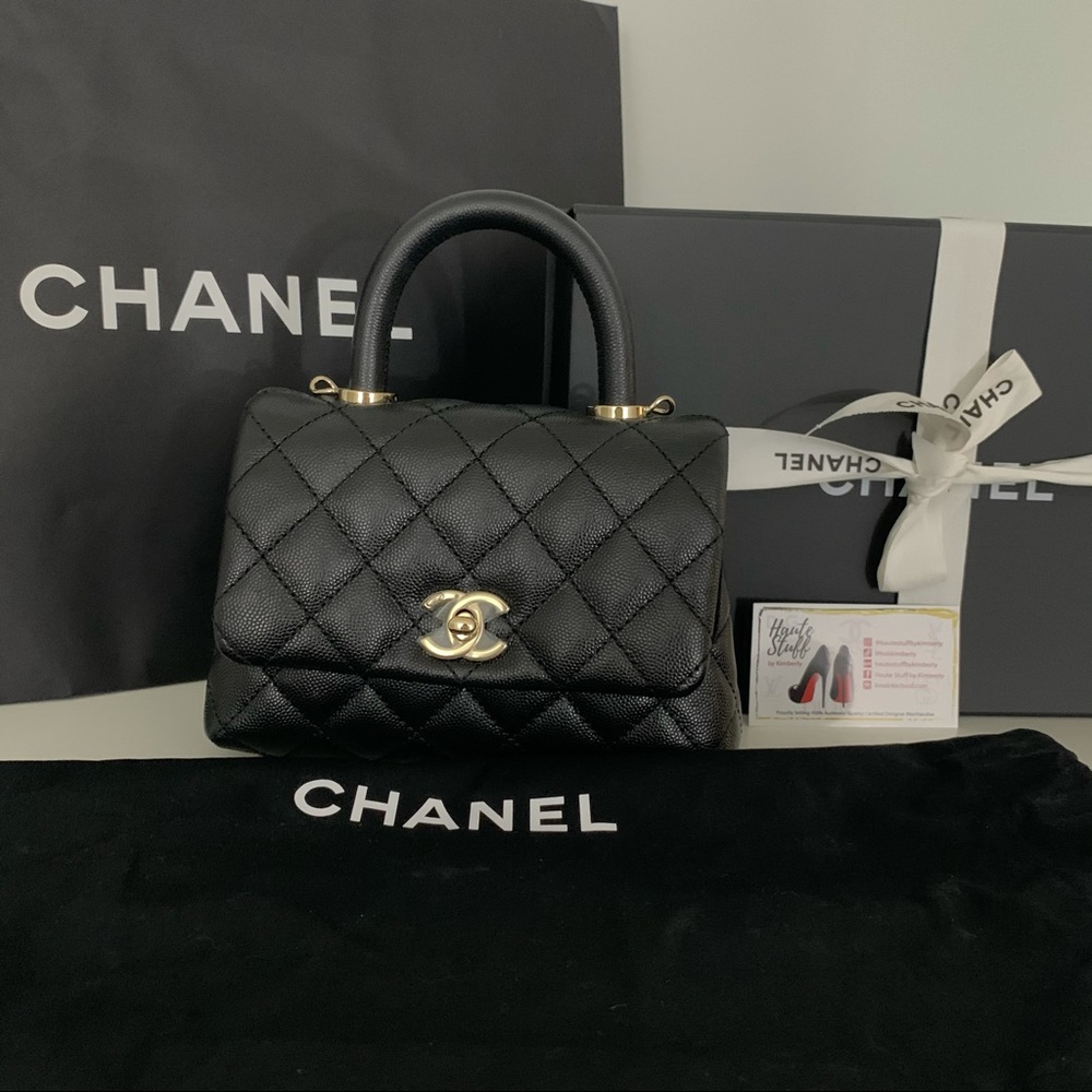 NEW 20K Chanel Mini Coco Handle Flap Black Caviar - Picture 7 of 10